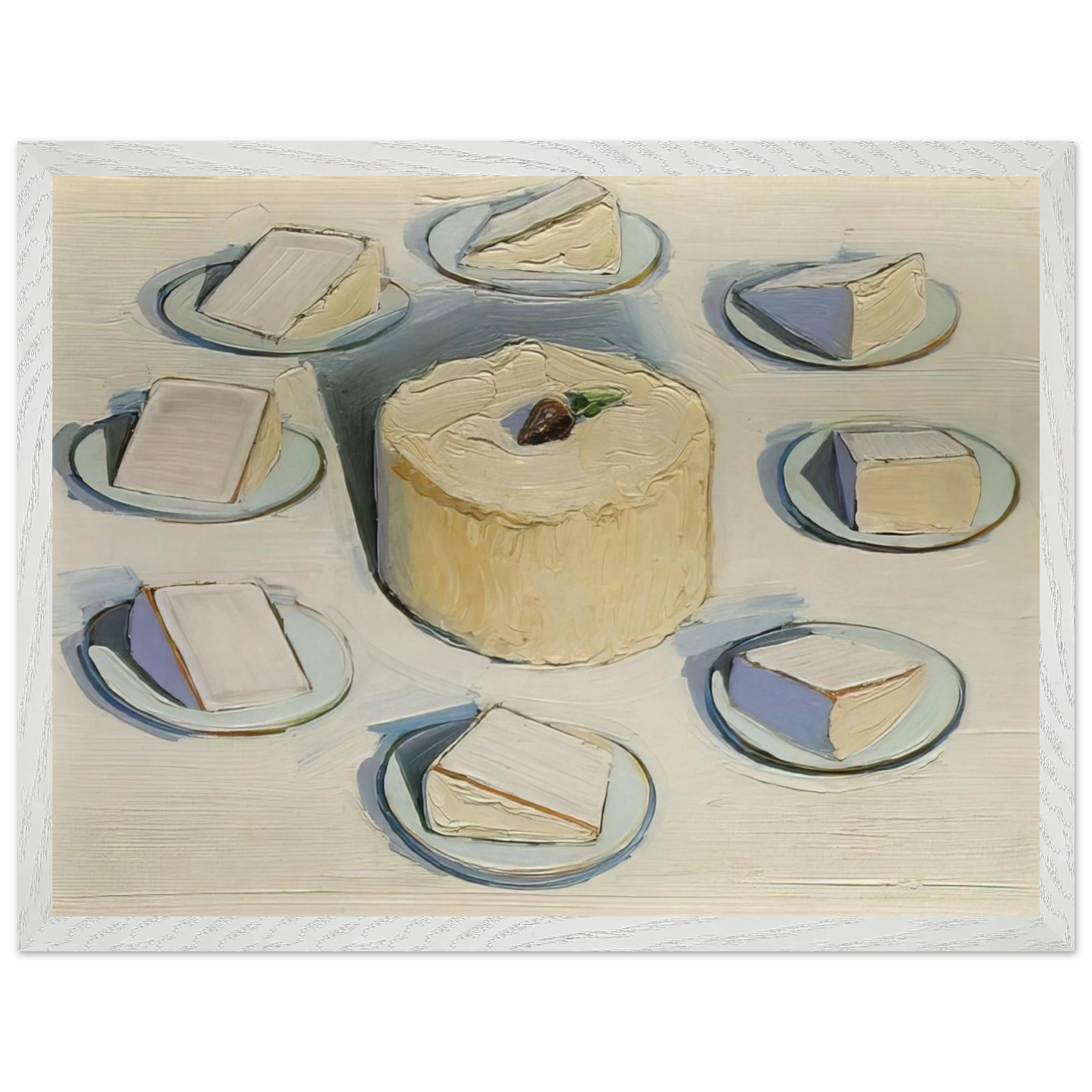 Wayne Thiebaud - Around the Cake - 1962 Wall Art - 60x80 cm / 24x32 inches - Premium Wooden Framed Poster With Fine Art Paper - White frame