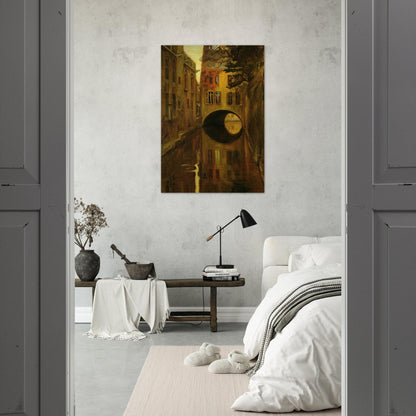 HOUSE OVER THE BRIDGE - Diego Rivera Brushed Aluminum Print - 70x100 cm / 28x40 inches | Diego Rivera Aluminum Print | Diego Rivera Prints