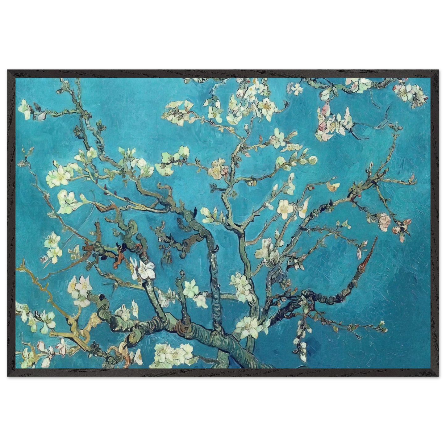 Branches with Almond Blossom - Vincent van Gogh 70x100 cm / 28x40 inches Framed Art Print – Black Wooden Frame