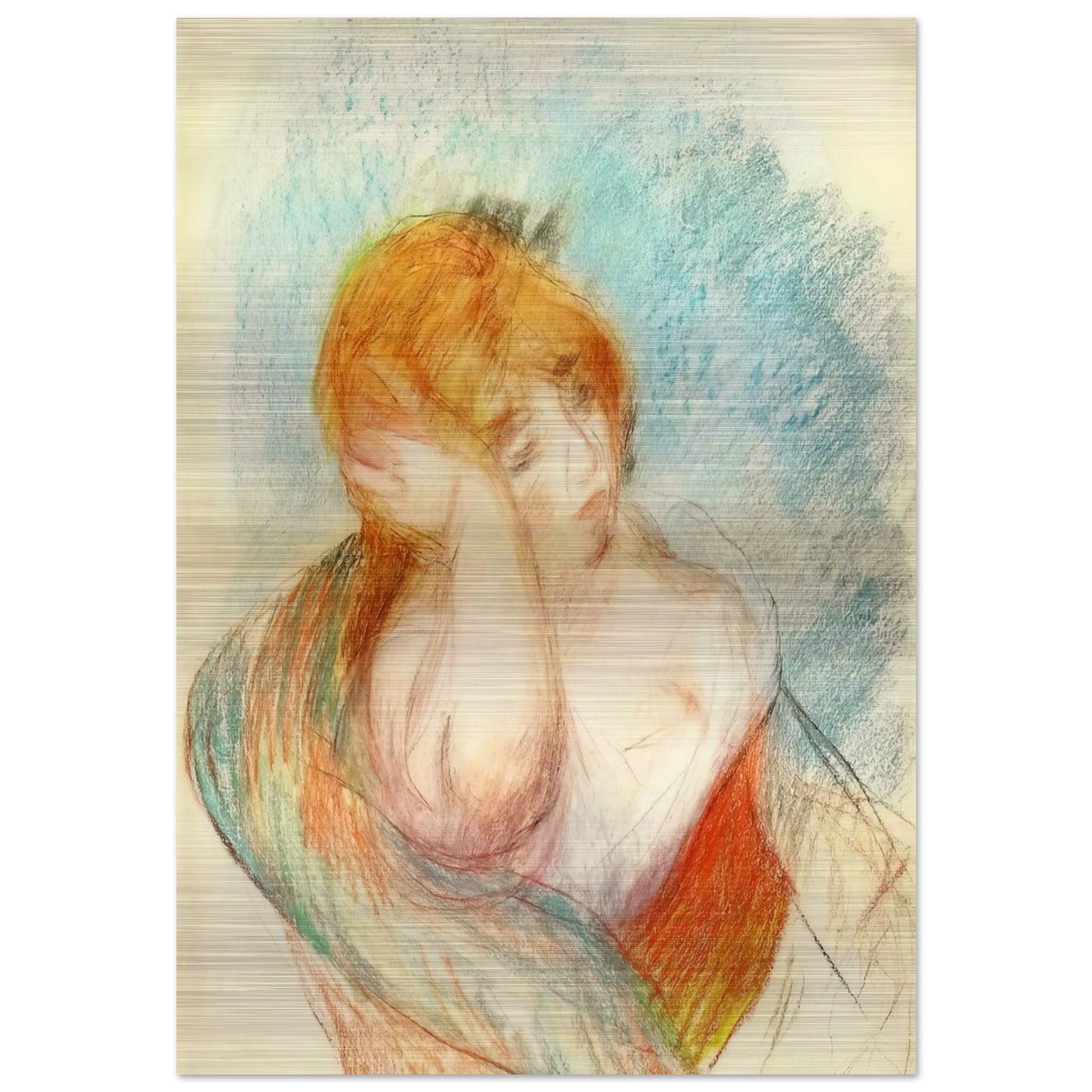 Seated Woman - Pierre-Auguste Renoir Brushed Aluminum Print - 70x100 cm / 28x40 inches | Pierre-Auguste Renoir Aluminum Print | Pierre-Auguste Renoir Prints