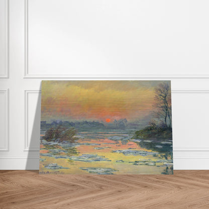 Sunset on the Seine in Winter - claude monet Brushed Aluminum Print - 70x100 cm / 28x40 inches | claude monet Aluminum Print | claude monet Prints