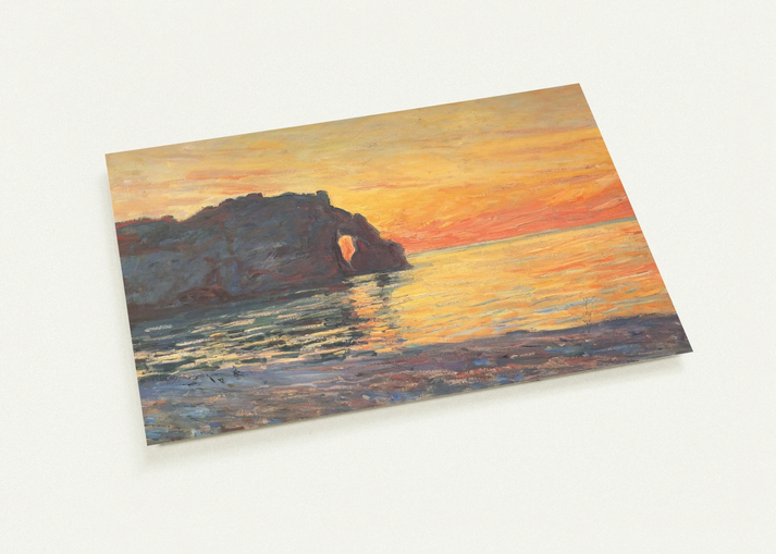 Etretat, Cliff of d`Aval, Sunset By claude monet Pack of 10 Post Cards | claude monet Post Cards | A6 (10.5 x 14.8 cm) - 4.1 x 5.8 inches