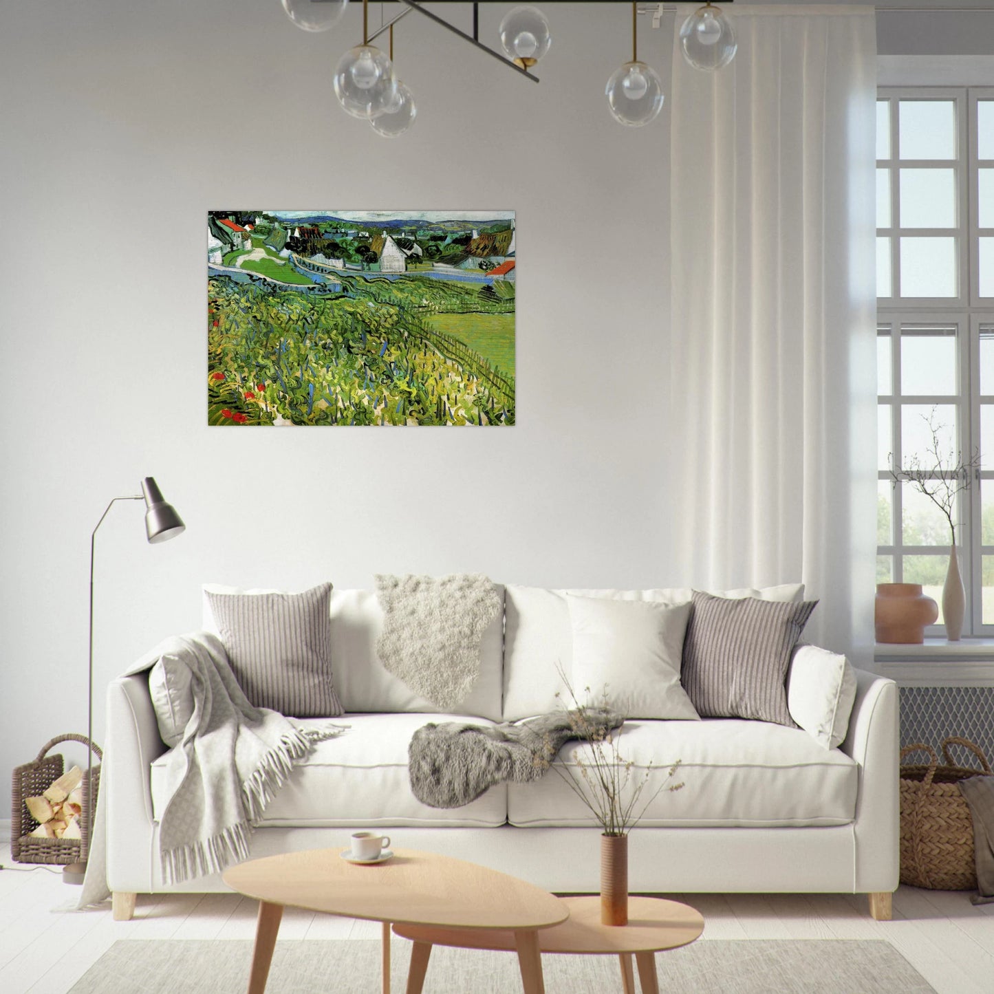 Vineyards with a View of Auvers - Vincent van Gogh Brushed Aluminum Print - 70x100 cm / 28x40 inches | Vincent van Gogh Aluminum Print | Vincent van Gogh Prints