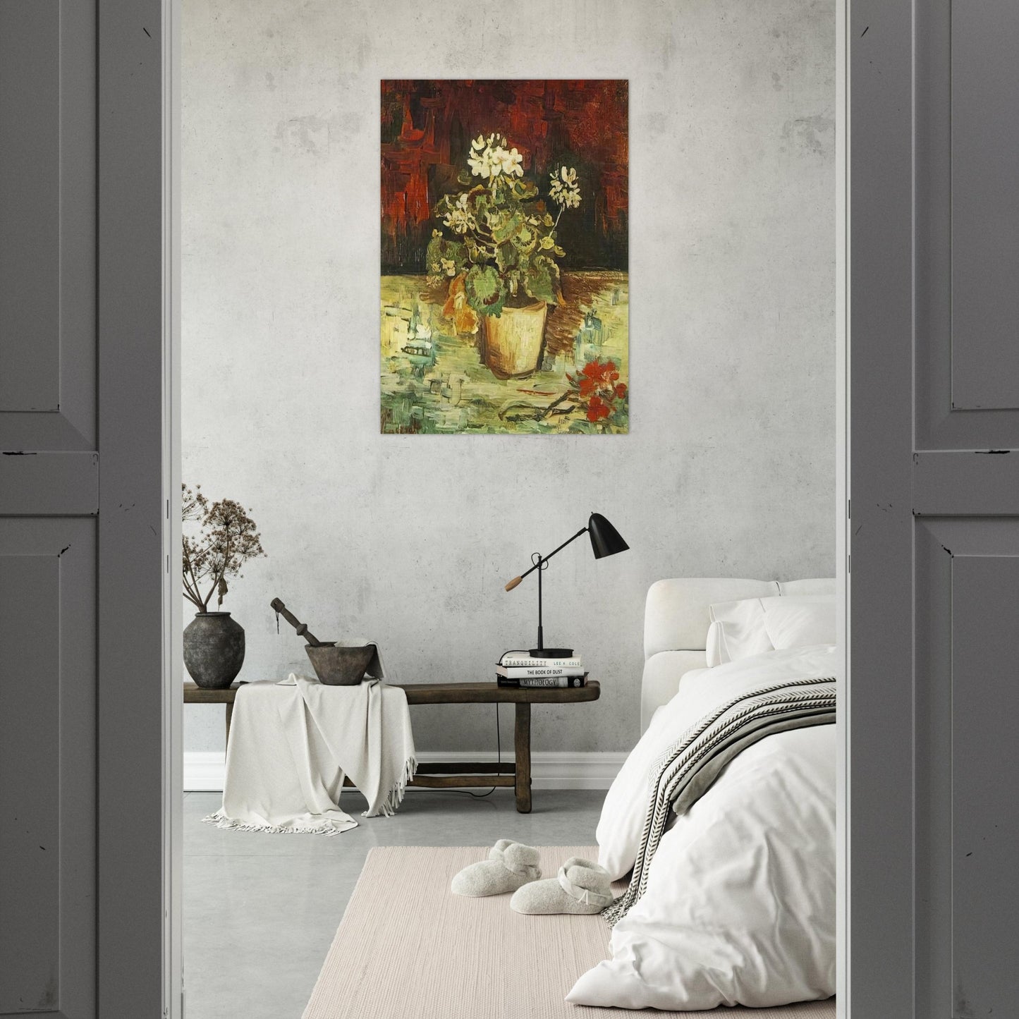 Geranium in a Flowerpot - Vincent van Gogh Brushed Aluminum Print - 70x100 cm / 28x40 inches | Vincent van Gogh Aluminum Print | Vincent van Gogh Prints