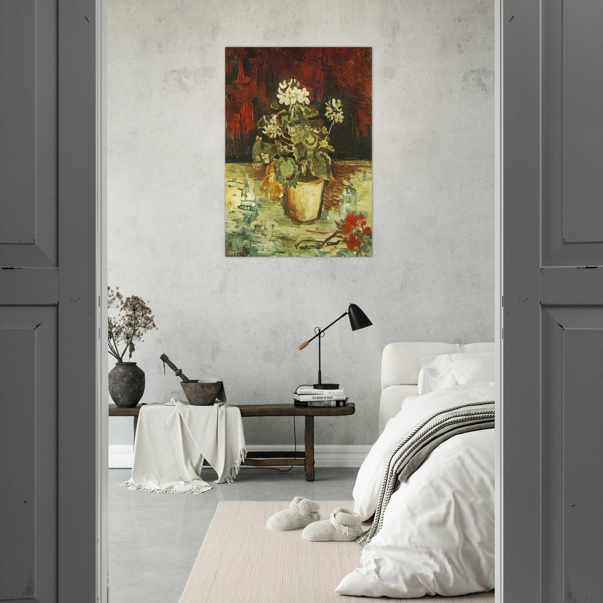 Geranium in a Flowerpot - Vincent van Gogh Brushed Aluminum Print - 70x100 cm / 28x40 inches | Vincent van Gogh Aluminum Print | Vincent van Gogh Prints