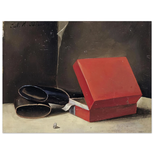 Julius Bissier - Scatola rossa con astuccio per occhiali - 1923  75x100 cm / 30x40inches Fine Art Poster