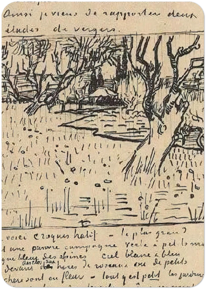 Orchard in Bloom with View of Arles By Vincent van Gogh Pack of 10 Post Cards | Vincent van Gogh Post Cards | A6 (10.5 x 14.8 cm) - 4.1 x 5.8 inches
