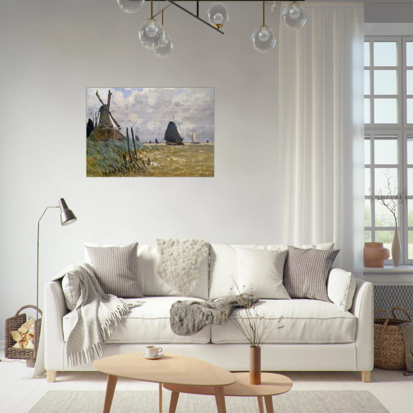 Windmill near Zaandam - claude monet Brushed Aluminum Print - 70x100 cm / 28x40 inches | claude monet Aluminum Print | claude monet Prints