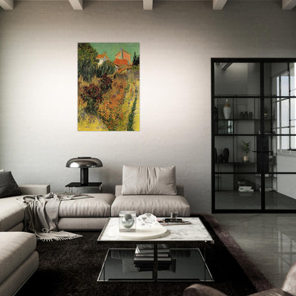 Garden Behind a House - Vincent van Gogh Brushed Aluminum Print - 70x100 cm / 28x40 inches | Vincent van Gogh Aluminum Print | Vincent van Gogh Prints