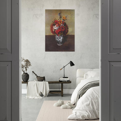 Dahlias In A Delft Vase - Paul Cézanne Brushed Aluminum Print - 70x100 cm / 28x40 inches | Paul Cézanne Aluminum Print | Paul Cézanne Prints