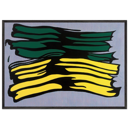 YELLOW AND GREEN BRUSHSTROKES 1966 0 - Roy Lichtenstein 70x100 cm / 28x40 inches Framed Art Print – Black Wooden Frame