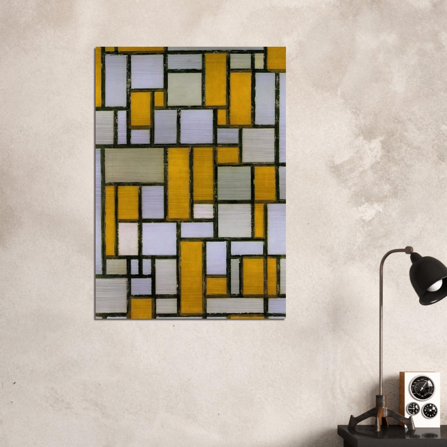 Composition with Gray and Light Brown - Piet Mondrian Brushed Aluminum Print - 70x100 cm / 28x40 inches | Piet Mondrian Aluminum Print | Piet Mondrian Prints