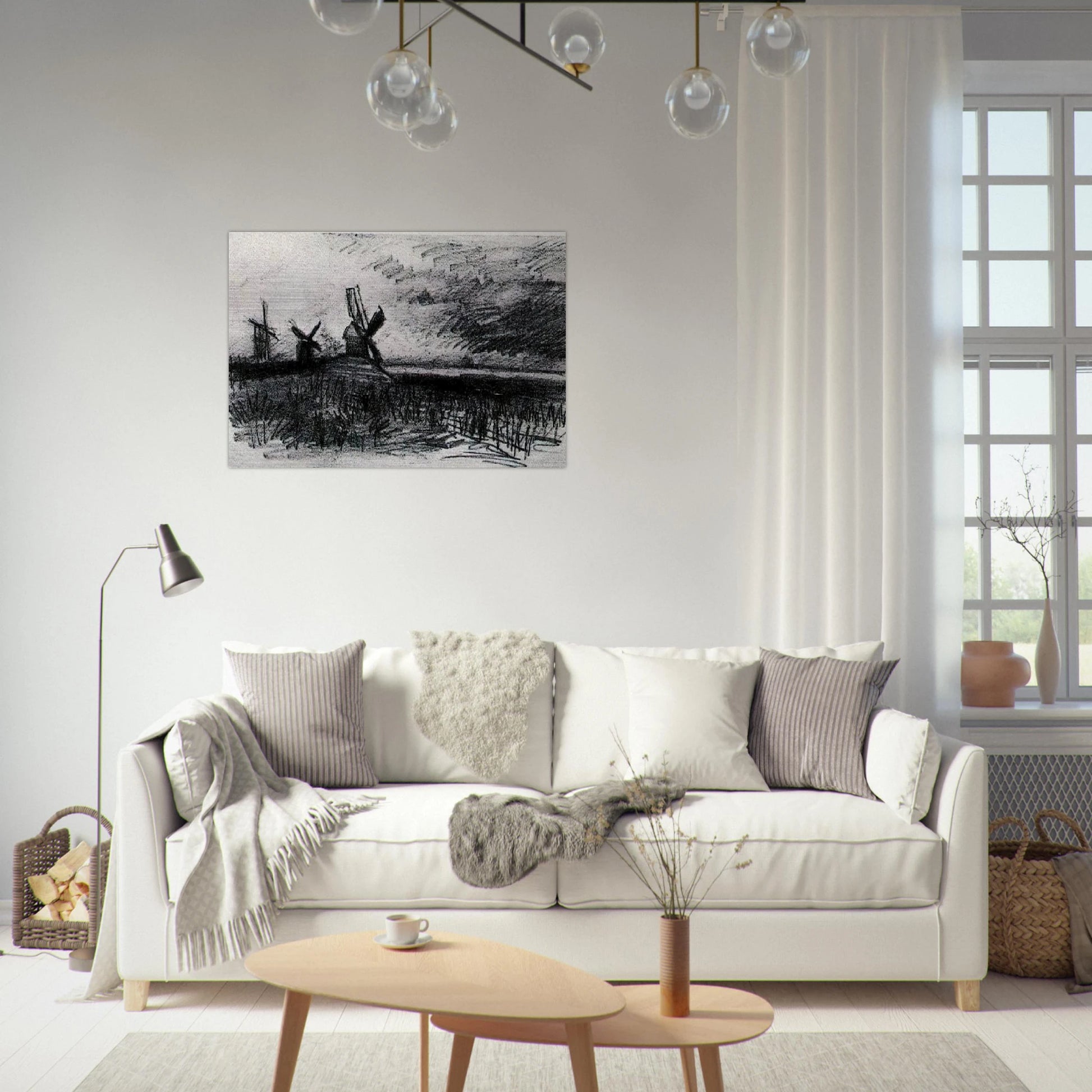 Windmills at Montmartre - Vincent van Gogh Brushed Aluminum Print - 70x100 cm / 28x40 inches | Vincent van Gogh Aluminum Print | Vincent van Gogh Prints