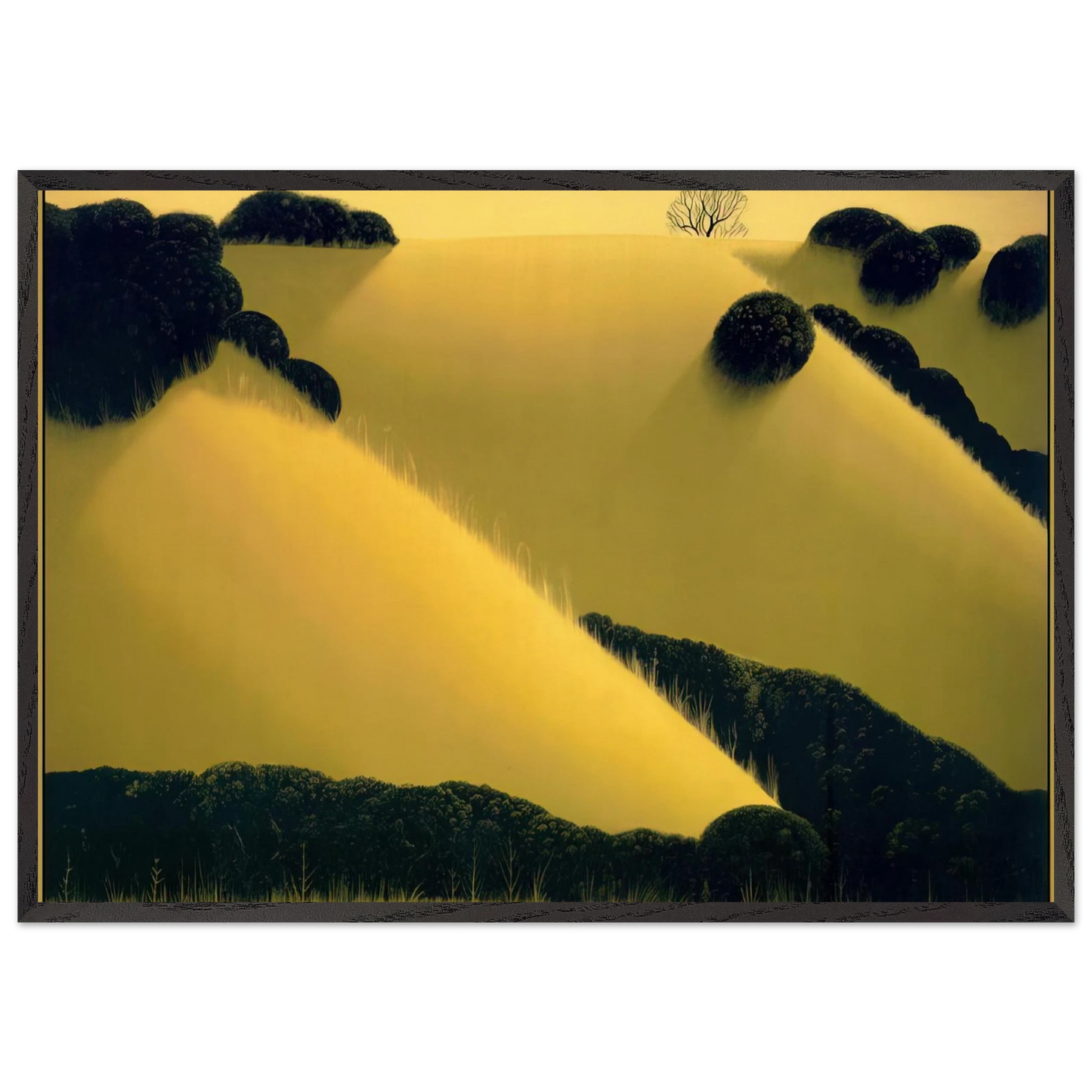 Golden Hills - Eyvind Earle 70x100 cm / 28x40 inches Framed Art Print – Black Wooden Frame