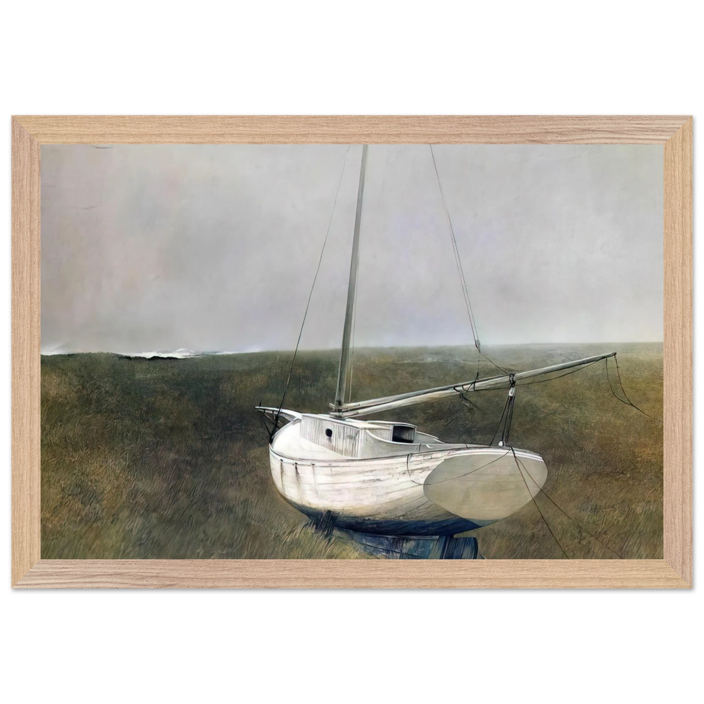 Andrew Wyeth - BELOW DOVER 1950 Wall Art - 30x40 cm / 12x16 inches - Premium Wooden Framed Poster With Fine Art Paper-canvas - Wood frame