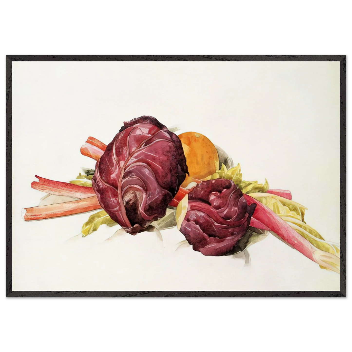 Red Cabbages Rhubarb and Orange - 1929 - Charles Demuth 70x100 cm / 28x40 inches Framed Art Print – Black Wooden Frame