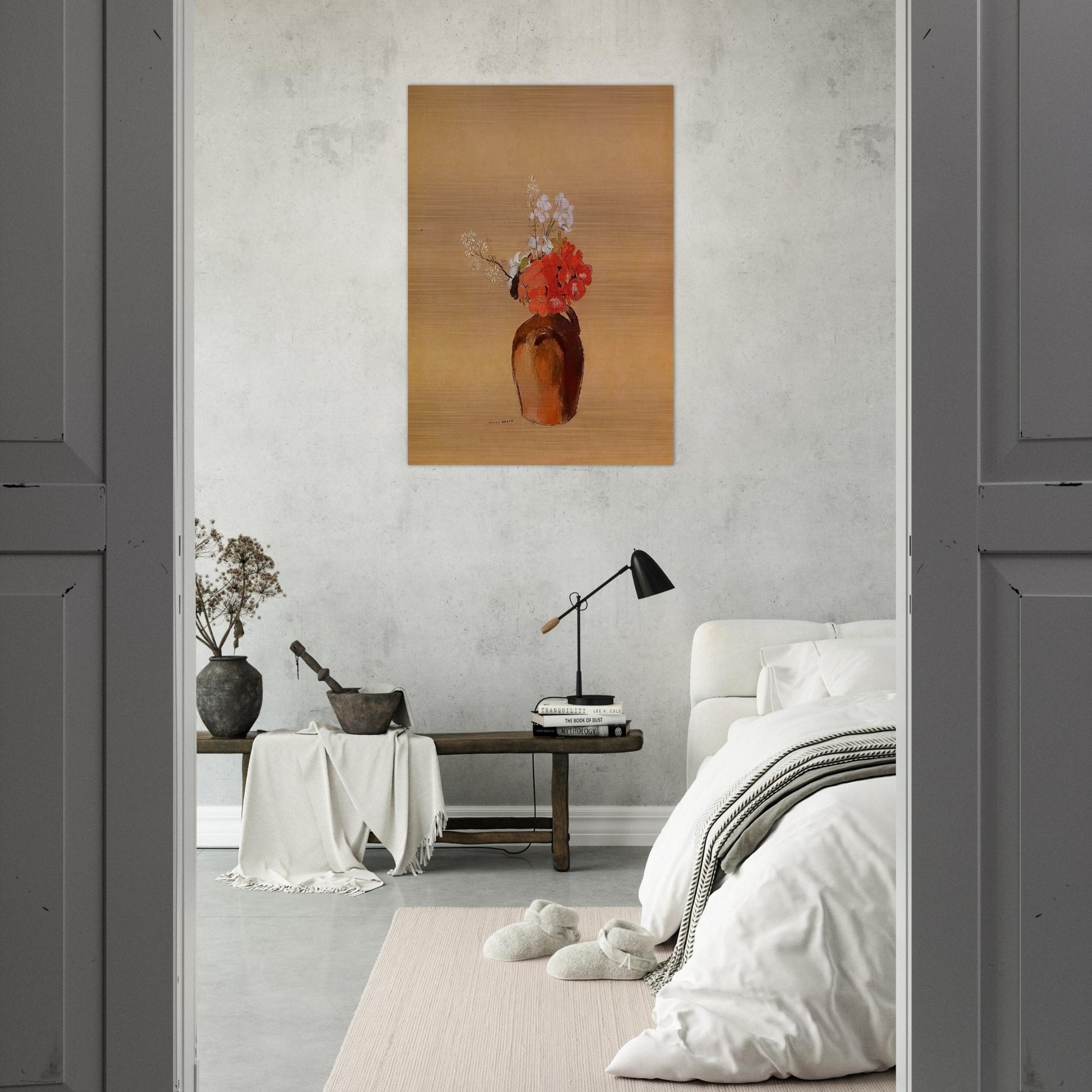 FLOWERS IN A POT - Odilon Redon Brushed Aluminum Print - 70x100 cm / 28x40 inches | Odilon Redon Aluminum Print | Odilon Redon Prints