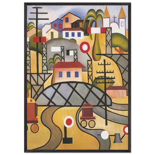 EFCB Estrada de Ferro Central do Brasil - Tarsila do Amaral 70x100 cm / 28x40 inches Framed Art Print – Black Wooden Frame