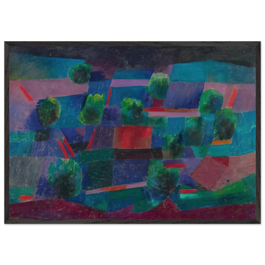 Moonlit Landscape - 1958 - Johannes Itten 70x100 cm / 28x40 inches Framed Art Print – Black Wooden Frame