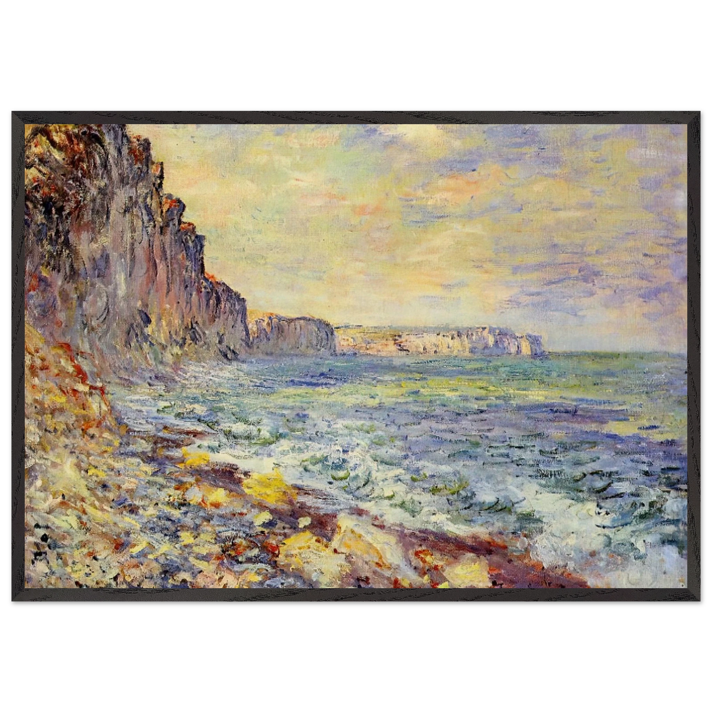 Morning by the Sea - claude monet 70x100 cm / 28x40 inches Framed Art Print – Black Wooden Frame