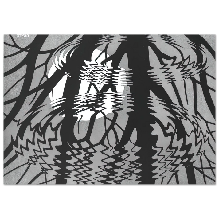 MC Escher - RIPPLED SURFACE Wall Art - 30x40 cm / 12x16 inches - Premium Wooden Framed Poster With Fine Art Paper-canvas - Wood frame