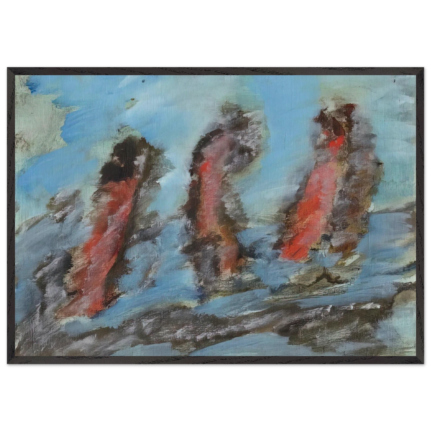 UNTITLED KC 505 1984 - Henri Michaux 70x100 cm / 28x40 inches Framed Art Print – Black Wooden Frame