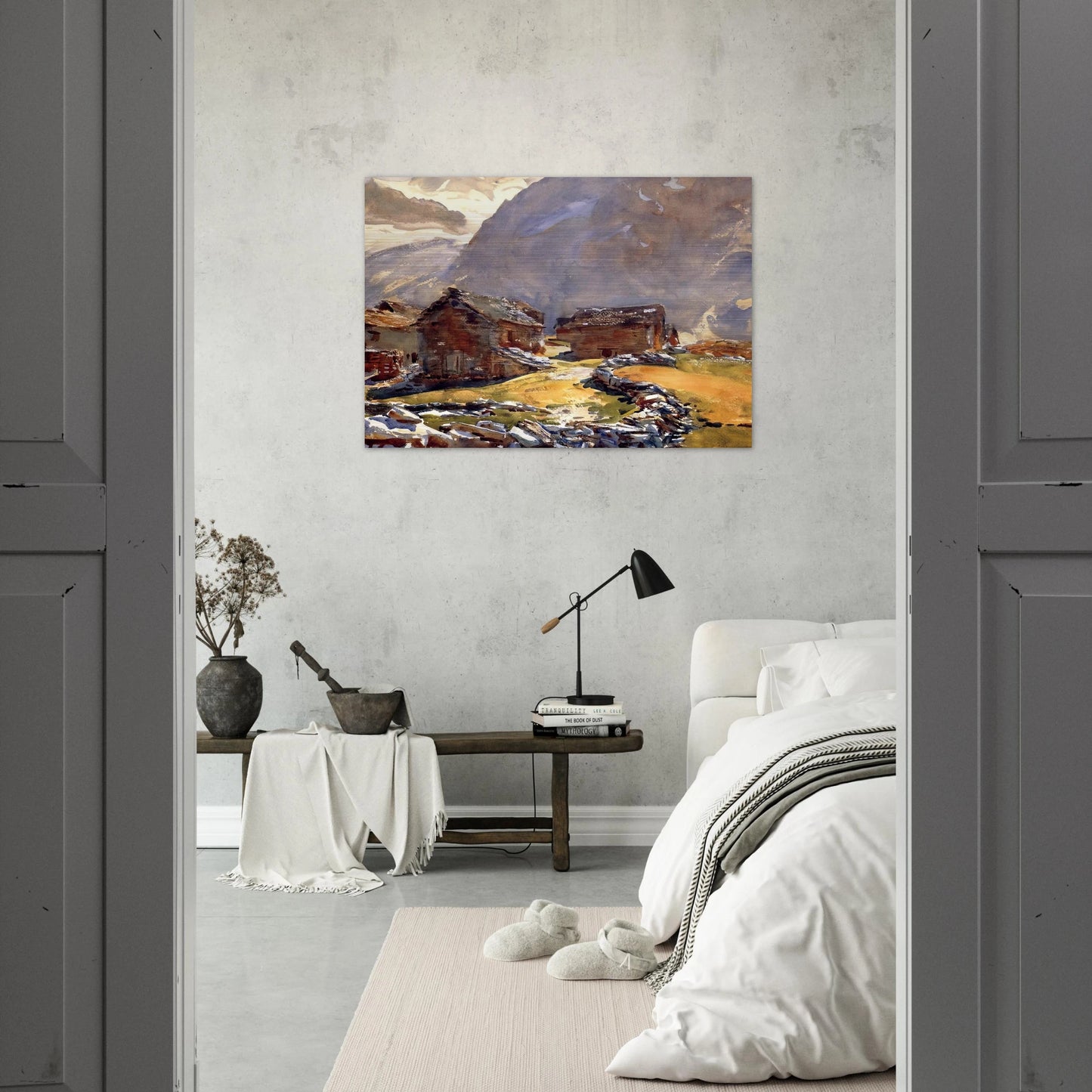 Simplon Pass Chalets - John Singer Sargent Brushed Aluminum Print - 70x100 cm / 28x40 inches | John Singer Sargent Aluminum Print | John Singer Sargent Prints