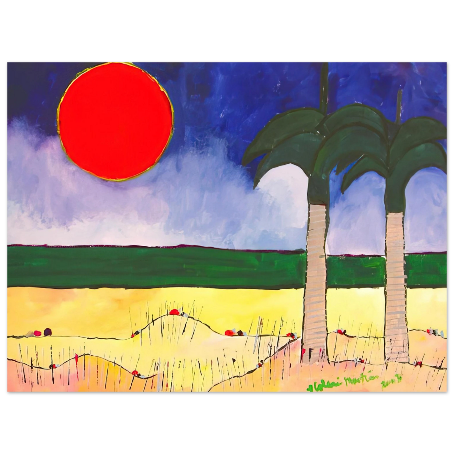 Aldemir Martins - Marinha com Sol e Palmeiras - 2003  75x100 cm / 30x40inches Fine Art Poster
