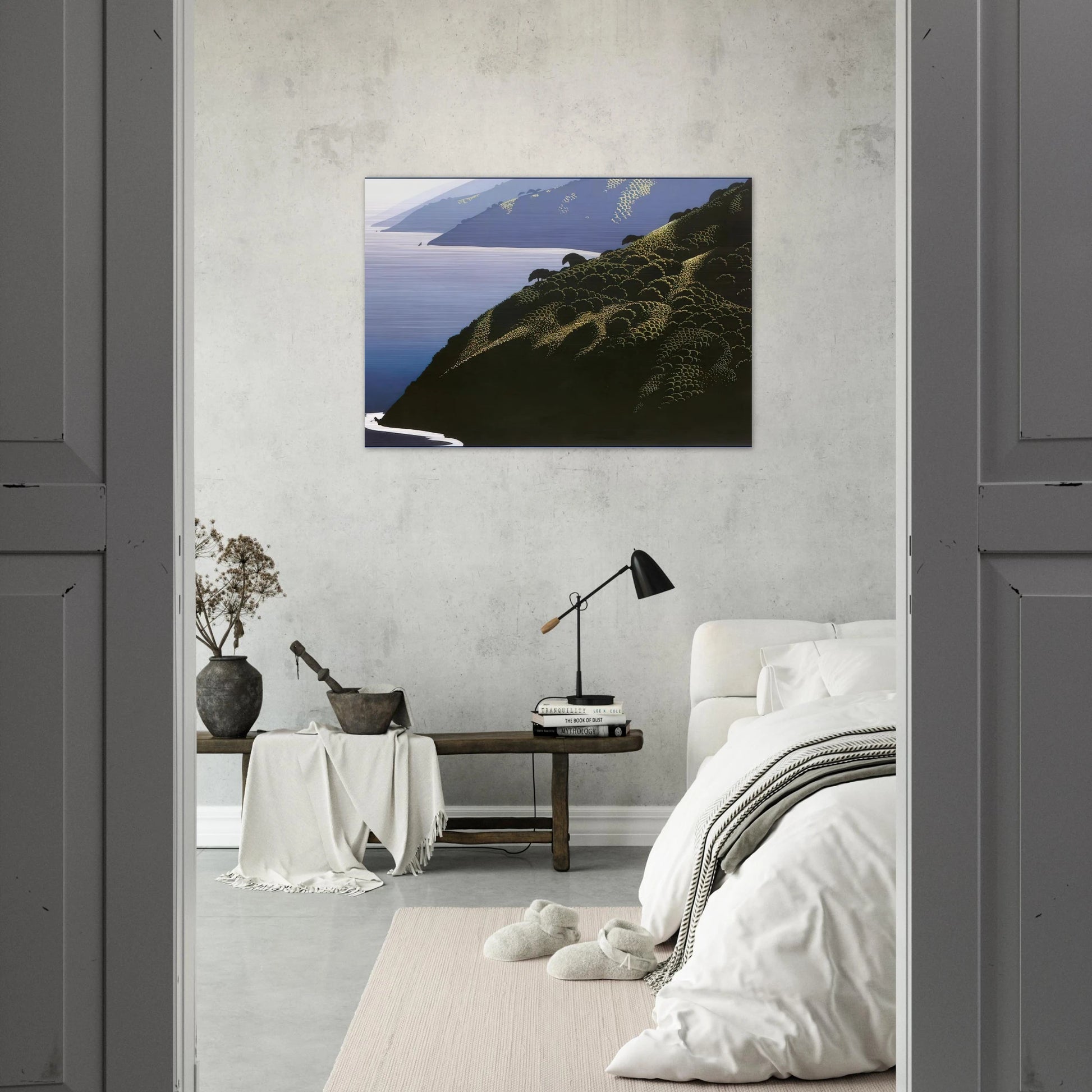 Big Sur Calm - Eyvind Earle Brushed Aluminum Print - 70x100 cm / 28x40 inches | Eyvind Earle Aluminum Print | Eyvind Earle Prints