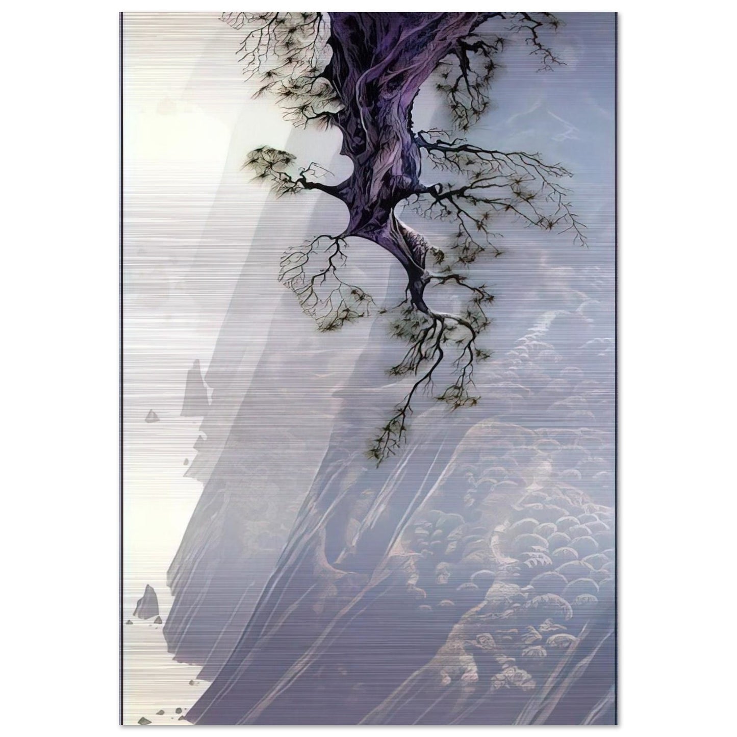 Mountain Rise - Eyvind Earle Brushed Aluminum Print - 70x100 cm / 28x40 inches | Eyvind Earle Aluminum Print | Eyvind Earle Prints