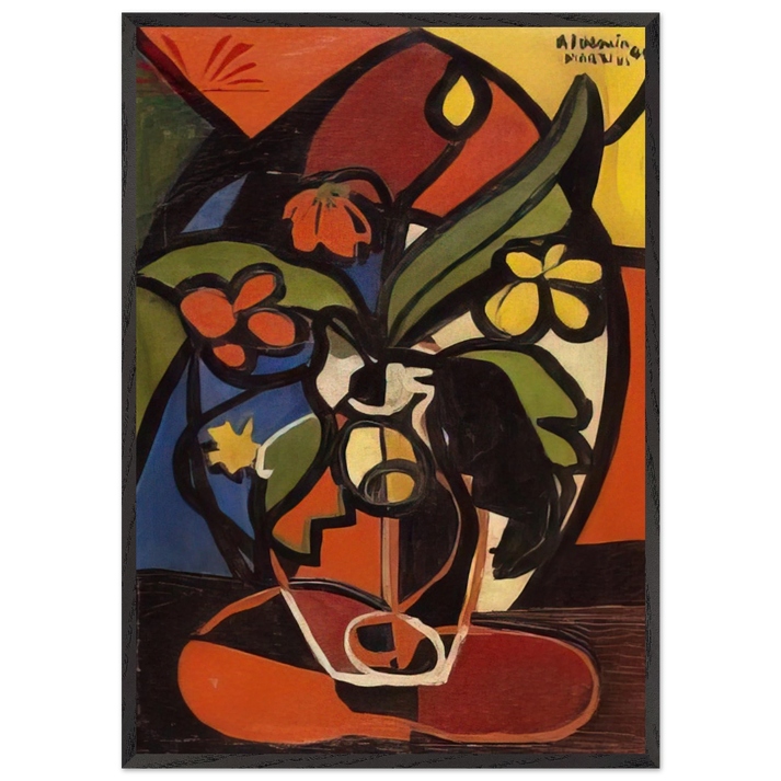 Vase of Flowers - 1949 - Aldemir Martins 70x100 cm / 28x40 inches Framed Art Print – Black Wooden Frame