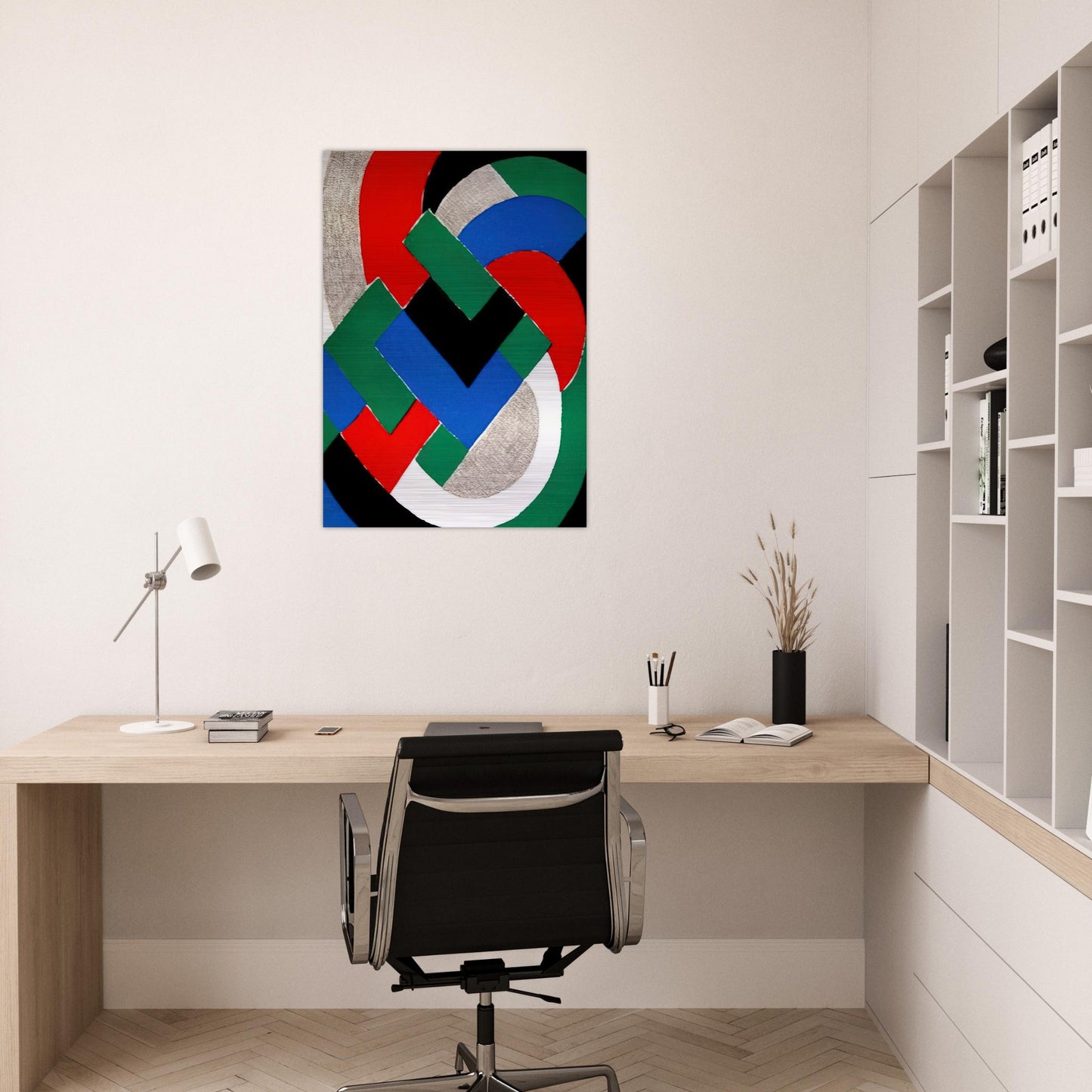 COMPOSITION WITH GREEN AND BLUE - Sonia Delaunay Brushed Aluminum Print - 70x100 cm / 28x40 inches | Sonia Delaunay Aluminum Print | Sonia Delaunay Prints