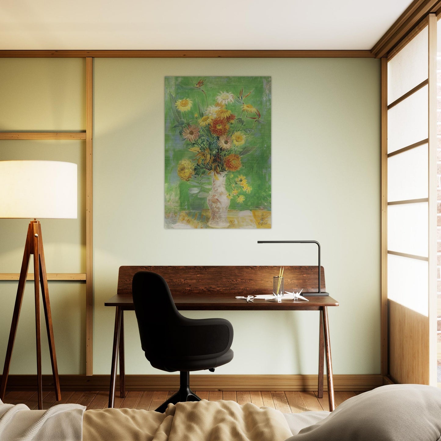 Chrysanthemums and Sunflowers - Post-Impressionism - Le Pho Brushed Aluminum Print - 70x100 cm / 28x40 inches | Le Pho Aluminum Print | Le Pho Prints
