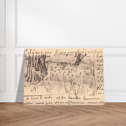 Field of Grass with Dandelions and Tree Trunks - Vincent van Gogh Brushed Aluminum Print - 70x100 cm / 28x40 inches | Vincent van Gogh Aluminum Print | Vincent van Gogh Prints