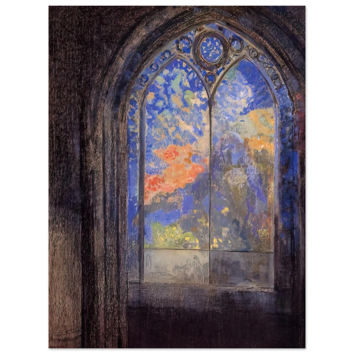 Odilon Redon - STAINED GLASS WINDOW THE MYSTERIOUS GARDEN  75x100 cm / 30x40inches Fine Art Poster