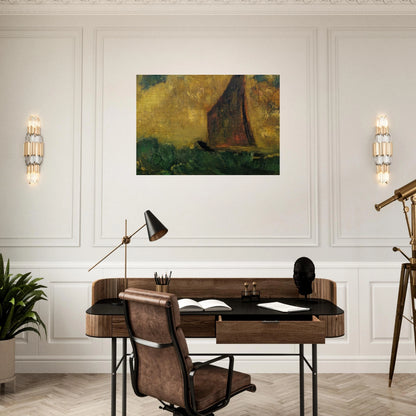 THE MYSTERIOUS BOAT - Odilon Redon Brushed Aluminum Print - 70x100 cm / 28x40 inches | Odilon Redon Aluminum Print | Odilon Redon Prints