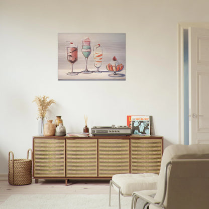 Four Sundaes - Pop Art - Wayne Thiebaud Brushed Aluminum Print - 70x100 cm / 28x40 inches | Wayne Thiebaud Aluminum Print | Wayne Thiebaud Prints