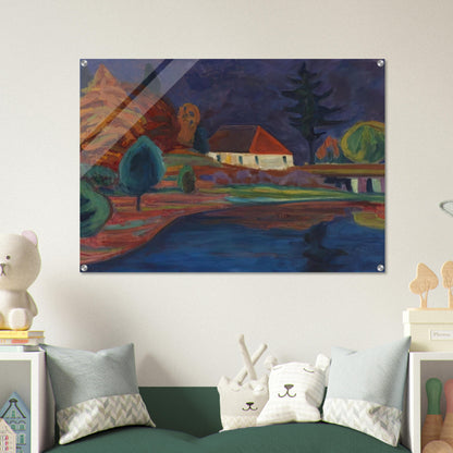 LANDSCHAFT MIT HAUS IN OBERAU 1908 - Gabriele Munter Acrylic Print - 70x100 cm / 28x40″ inches