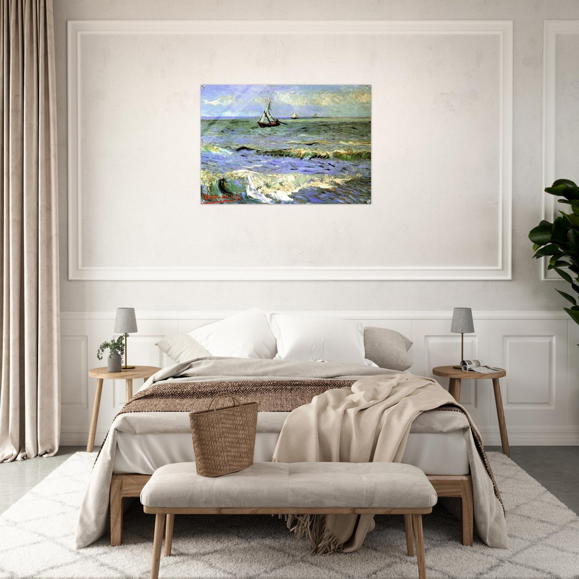 Seascape at Saintes-Maries - Vincent van Gogh Acrylic Print - 70x100 cm / 28x40″ inches