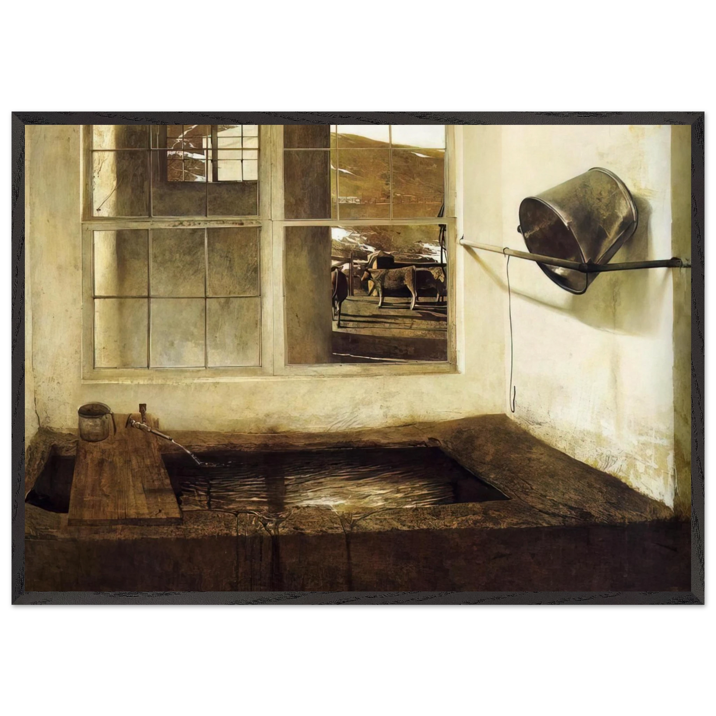 SPRING FED - Andrew Wyeth 70x100 cm / 28x40 inches Framed Art Print – Black Wooden Frame
