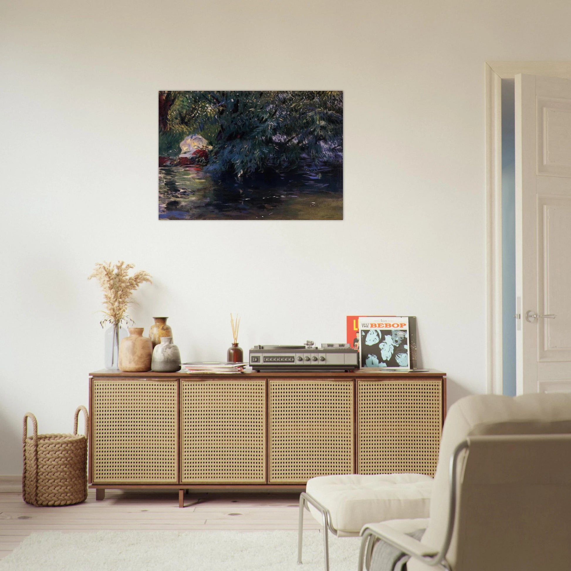 A Backwater, Calcot Mill near Reading - John Singer Sargent Brushed Aluminum Print - 70x100 cm / 28x40 inches | John Singer Sargent Aluminum Print | John Singer Sargent Prints