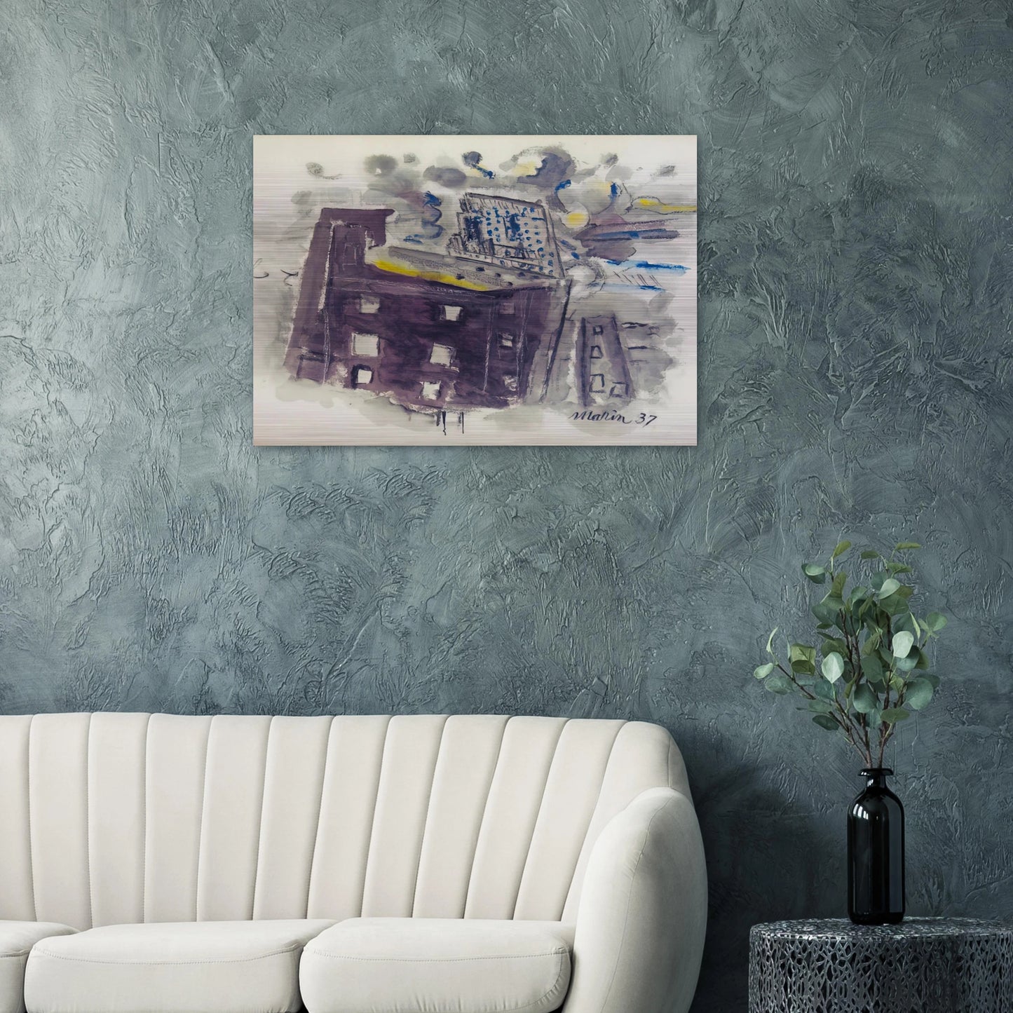 Top of Radio City, New York City - 1937 - John Marin Brushed Aluminum Print - 70x100 cm / 28x40 inches | John Marin Aluminum Print | John Marin Prints