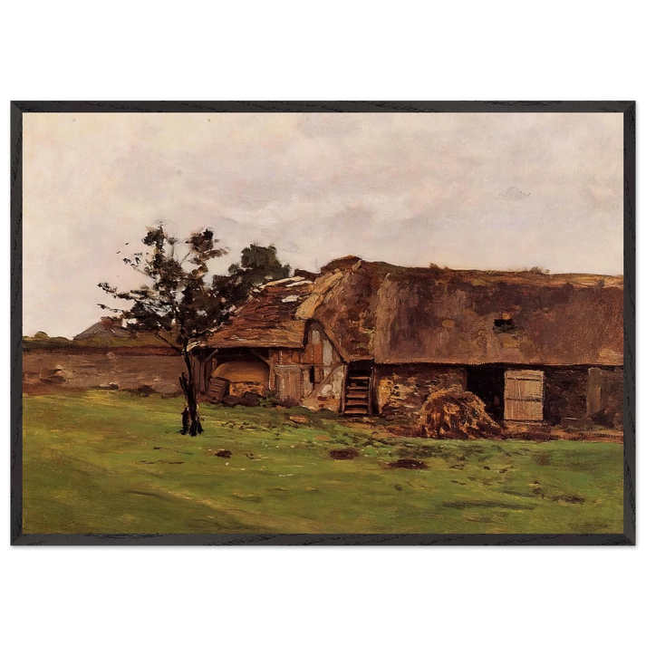 Farm near Honfleur - claude monet 70x100 cm / 28x40 inches Framed Art Print – Black Wooden Frame