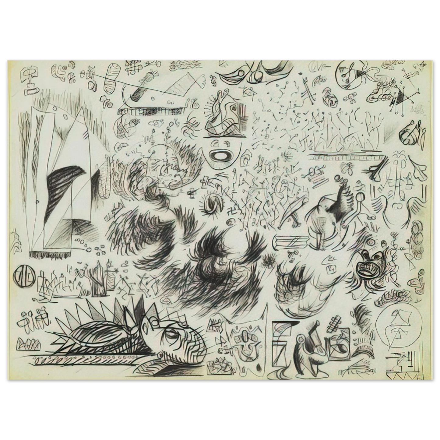 Jackson Pollock - SHEET OF STUDIES 1941  75x100 cm / 30x40inches Fine Art Poster