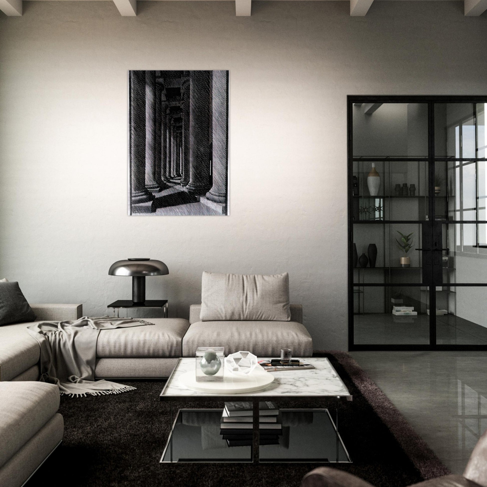 NOCTURNAL ROME COLONADE OF ST PETER S - MC Escher Brushed Aluminum Print - 70x100 cm / 28x40 inches | MC Escher Aluminum Print | MC Escher Prints
