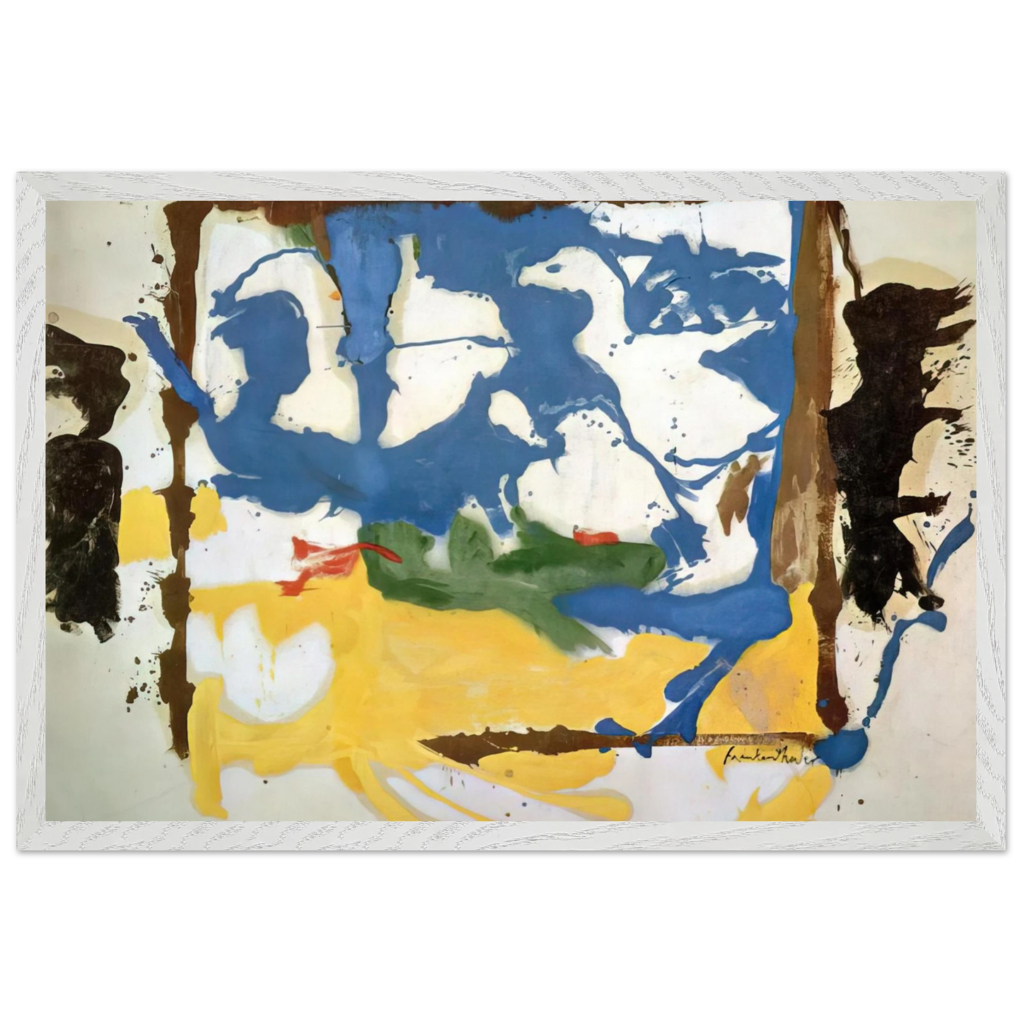 Helen Frankenthaler - Swan Lake #2 - 1961 Wall art - A2 (42 x 59.4  cm) - Premium Wooden Framed Poster With Fine Art Paper-canvas - White frame