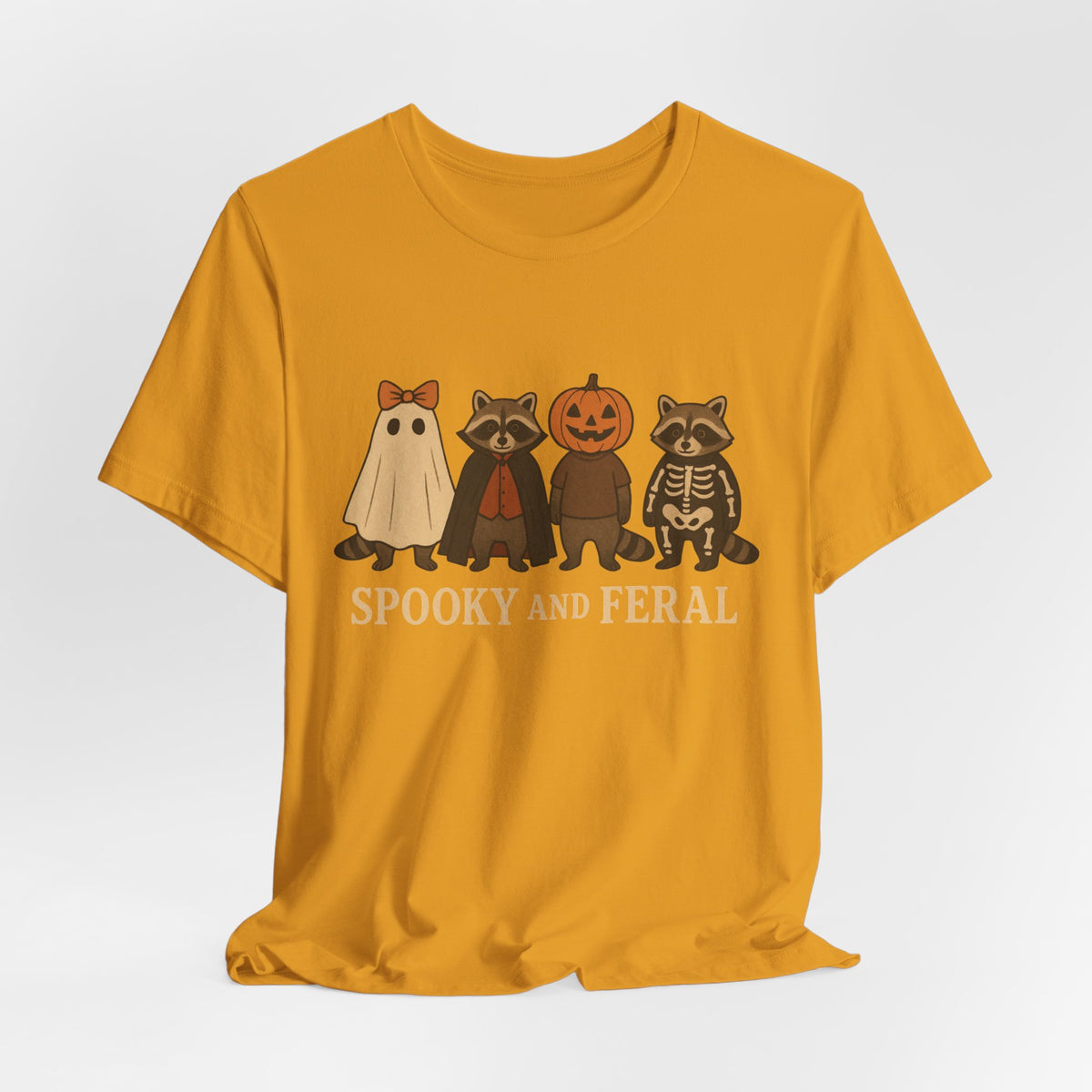 T-shirt "Raton laveur effrayant", T-shirt Halloween drôle à motifs, T-shirt vintage automne mignon, T-shirt tendance femme pour Halloween, T-shirt "Raton laveur sauvage"