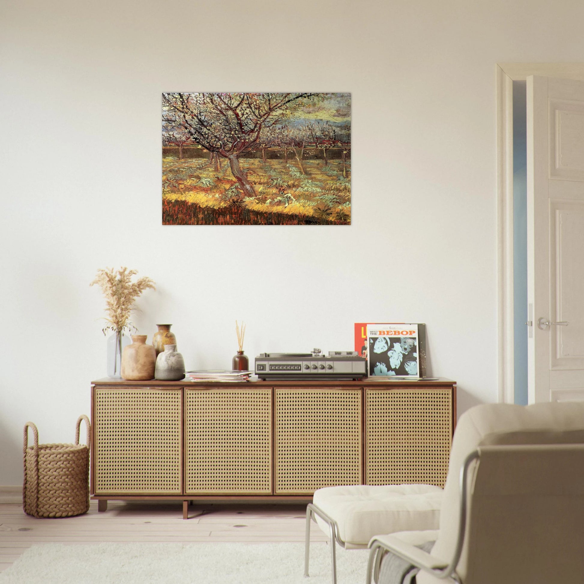 Apricot Trees in Blossom - Vincent van Gogh Brushed Aluminum Print - 70x100 cm / 28x40 inches | Vincent van Gogh Aluminum Print | Vincent van Gogh Prints