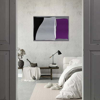 Black  Gray Curves with Purple - 1960 - Karl Benjamin Brushed Aluminum Print - 70x100 cm / 28x40 inches | Karl Benjamin Aluminum Print | Karl Benjamin Prints