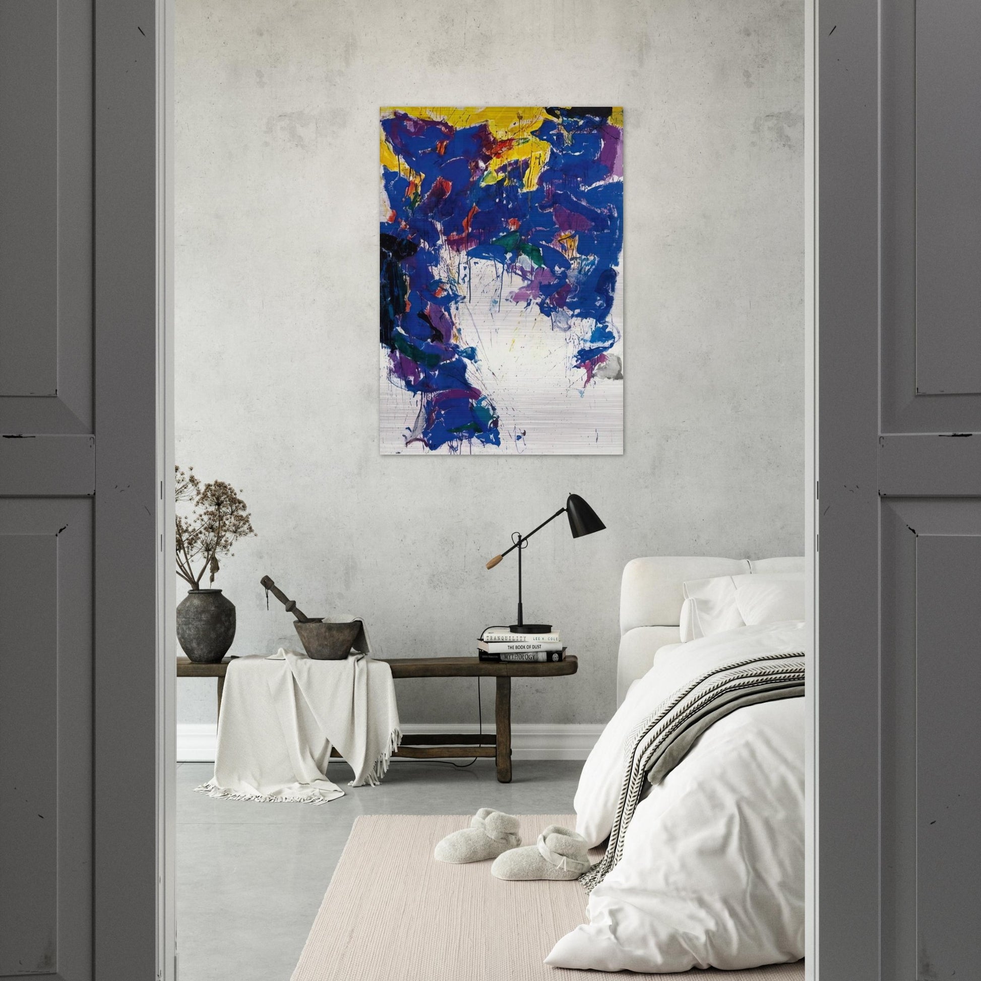 Violet Yellow and White - Sam Francis Brushed Aluminum Print - 70x100 cm / 28x40 inches | Sam Francis Aluminum Print | Sam Francis Prints
